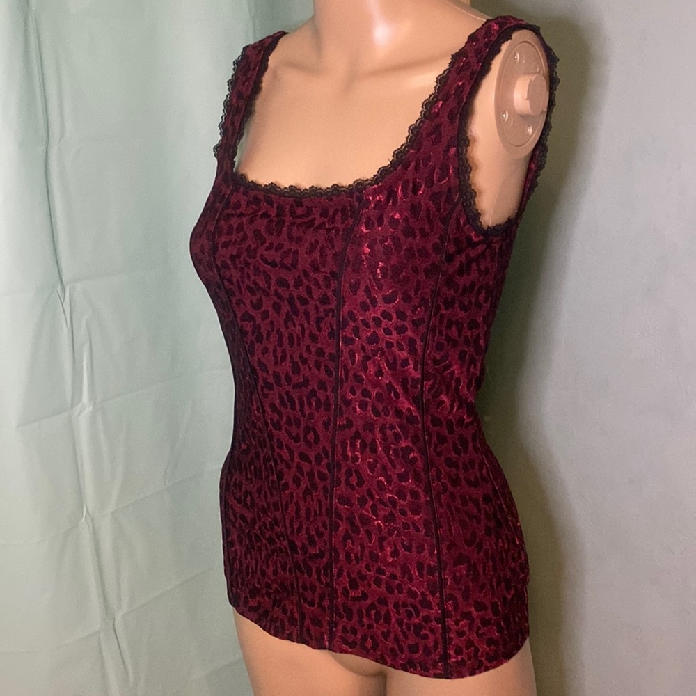 White House Black Market red leopard print tank xs